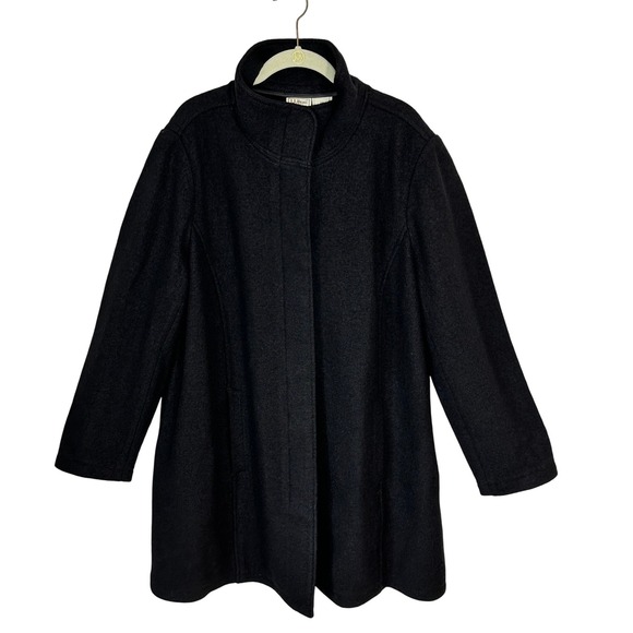 L.L.Bean Bellandi Premium Wool Black Coat Women's 2X Made in Italy Luxury Chic - Picture 1 of 5